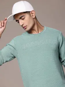 The Roadster Lifestyle Co. Self-Striped Pure Cotton Pullover