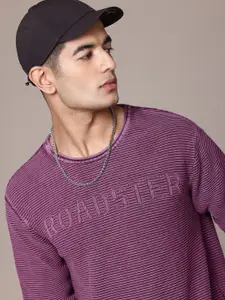 The Roadster Lifestyle Co. Self-Striped Pure Cotton Pullover