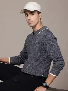 The Roadster Lifestyle Co. Shirt Collar Acrylic Pullover