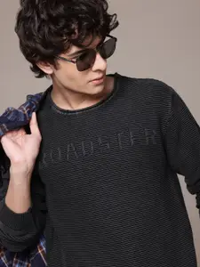 The Roadster Lifestyle Co. Self-Striped Pure Cotton Pullover