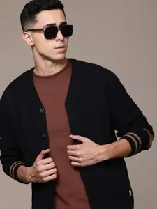 The Roadster Lifestyle Co. Men Ribbed Acrylic Cardigan