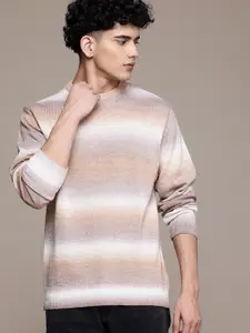 Roadster Men Ombre Striped Acrylic Knit Sweater