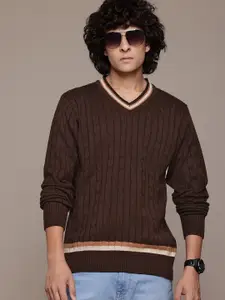 The Roadster Lifestyle Co. Men Cable Knit Acrylic Pullover