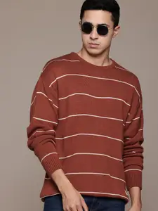 The Roadster Lifestyle Co. Men Striped Acrylic Pullover