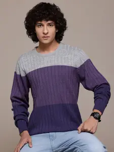 The Roadster Lifestyle Co. Men Colourblocked Acrylic Pullover