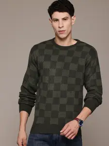 The Roadster Lifestyle Co. Checked Round Neck Pullover