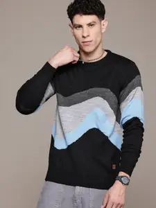 The Roadster Lifestyle Co. Pure Acrylic Colourblocked Pullover