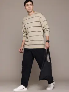 The Roadster Lifestyle Co. Pure Acrylic Striped Longline Pullover