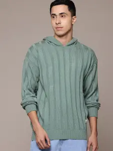 The Roadster Lifestyle Co.  Self-Striped Hooded Pullover