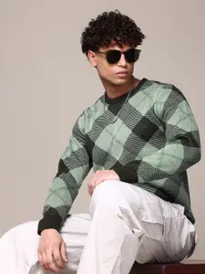 The Roadster Lifestyle Co. Geometric Self Design Acrylic Pullover