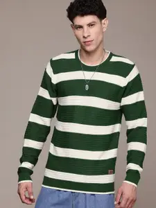 The Roadster Lifestyle Co. Round Neck Striped Pullover