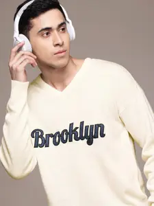 Roadster Men Typography Pullover with Embellished Detail