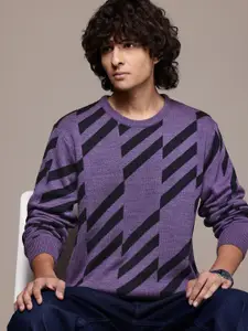 The Roadster Lifestyle Co. Men Self Design Acrylic Pullover