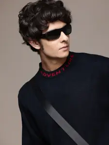 The Roadster Lifestyle Co. Typography Neckline Acrylic Pullover