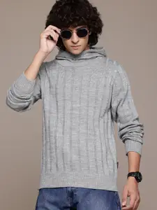 The Roadster Lifestyle Co. Hooded Self-Striped Pullover