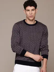 The Roadster Lifestyle Co. Men Self Design Acrylic Pullover