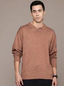 The Roadster Lifestyle Co. Men Mock Collar Acrylic Pullover