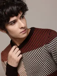 The Roadster Lifestyle Co. Round Neck Striped Pullover