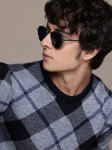 The Roadster Lifestyle Co. Acrylic Checked Sweater