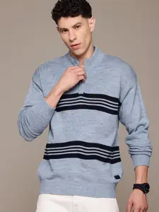 The Roadster Lifestyle Co. Men Striped Acrylic Pullover