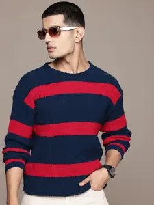 The Roadster Lifestyle Co. Men Striped Acrylic Pullover