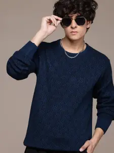 The Roadster Lifestyle Co. Geometric Print Pure Acrylic Longline Pullover