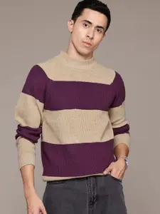 The Roadster Lifestyle Co. Striped Ribbed Acrylic Pullover