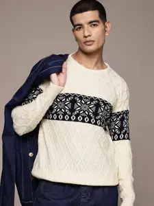 The Roadster Lifestyle Co. Self-Design Geometric Pullover