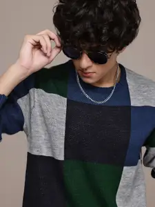 The Roadster Lifestyle Co. Colourblocked Pure Acrylic Longline Pullover