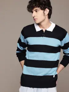 The Roadster Life Co. Striped Polo Collar Pullover