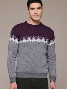 The Roadster Lifestyle Co. Geometric Self Design Sweater