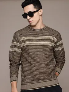 The Roadster Lifestyle Co. Men Striped Acrylic Pullover