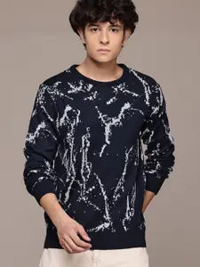 The Roadster Lifestyle Co. Abstract Design Round Neck Pullover