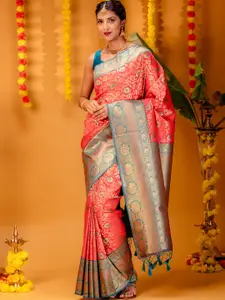 MIMOSA Floral Woven Design Zari Art Silk Kanjeevaram Saree