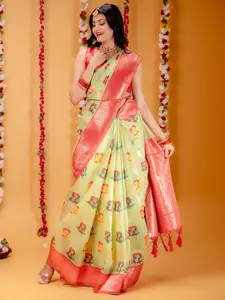 MIMOSA Floral Woven Design Zari Art Silk Kanjeevaram Saree