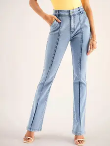 SASSAFRAS BASICS Women Bootcut Clean Look Heavy Fade Acid Wash Stretchable Jeans
