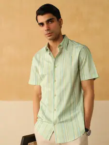 Andamen Premium Slim Fit Opaque Striped Cotton Casual Shirt