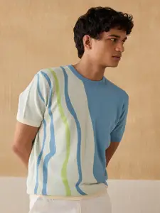 Andamen Abstract Short Sleeves Round Neck Cotton T-shirt