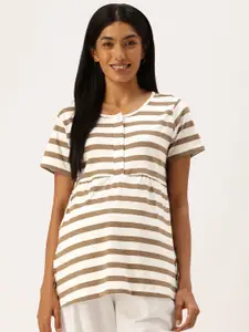 Nejo Striped Pure Cotton Maternity Longline Top