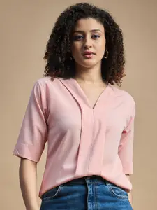 The Roadster Lifestyle Co. Pink V-Neck Shirt Style Top