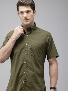 Van Heusen Sport Slim Fit Micro Ditsy Printed Button-Down Collar Pure Cotton Casual Shirt