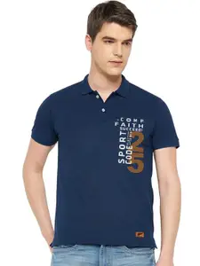 Polo Plus Regular Fit Short Sleeves Varsity Printed Polo Collar Dri-FIT T-shirt