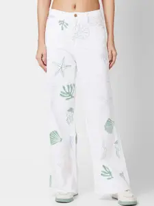 SPYKAR Women Wide Leg High-Rise Printed Stretchable Jeans