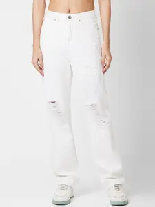 SPYKAR Women Straight Fit High-Rise Highly Distressed Stretchable Jeans