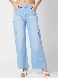 SPYKAR Women High-Rise Low Distress Stretchable Cargo Jeans