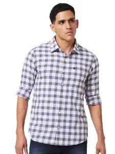 SPYKAR Slim Fit Checked Spread Collar Cotton Casual Shirt