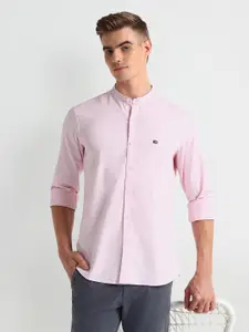 Arrow Sport Mandarin Collar Curved Cotton Slim Fit Casual Shirt