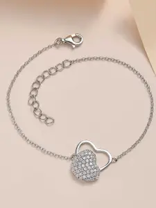 Ornate Jewels 925 Silver Cubic Zirconia Rhodium-Plated Charm Bracelet