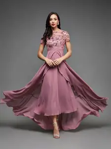 Miss Chase Georgette Fit and Flare Maxi Dress