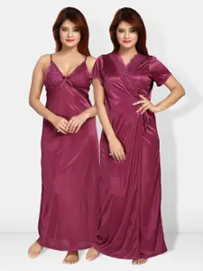 Be You V-Neck Satin Maxi Nightdress With Robe